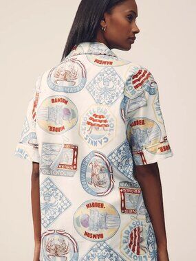 Damson Madder Chlo Holiday Cotton Linen Camp shirt